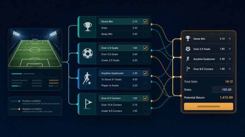 Sơ đồ Bet Builder kết hợp các lựa chọn có tương quan trong cùng trận