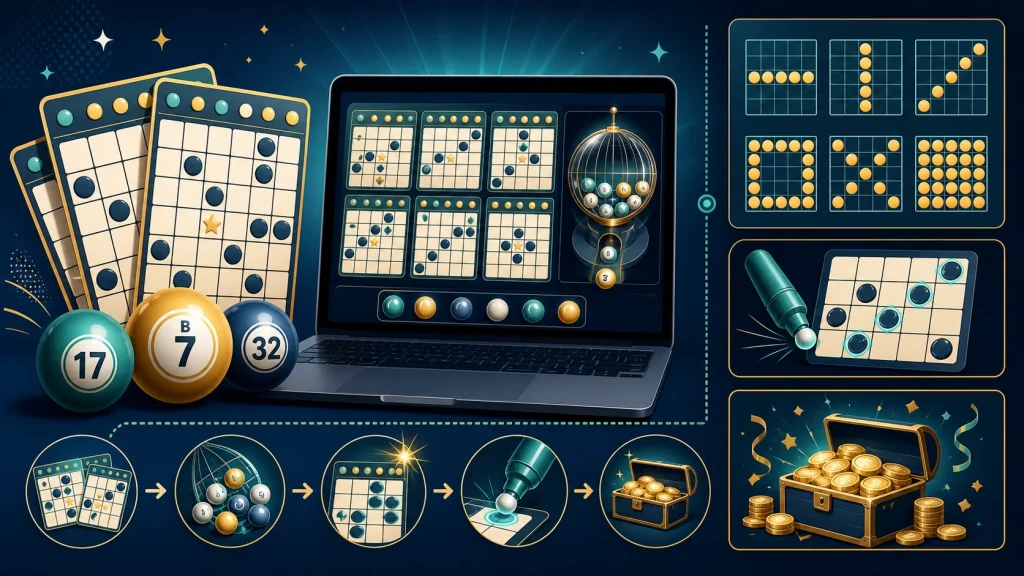 Minh họa cách chơi Online Bingo và pattern thắng