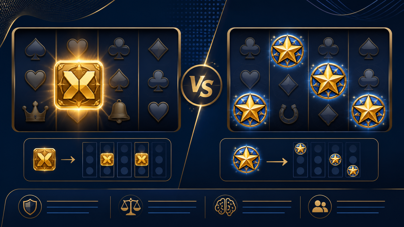 Wild Và Scatter Là Gì? Cách Phân Biệt Trong Game Slot 2 Minh họa phân biệt biểu tượng Wild và Scatter trong game slot