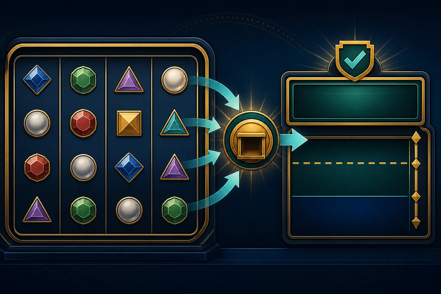 Cash Collect trong slot là gì: Minh họa cash symbol và Collect symbol trên lưới slot