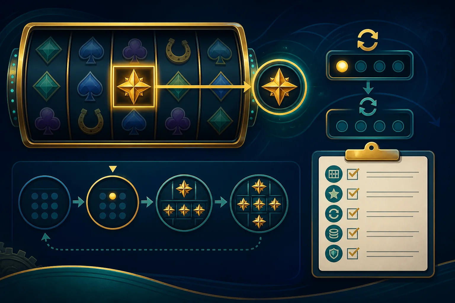 respin là gì: Minh họa trạng thái kích hoạt và bộ đếm respin trong slot